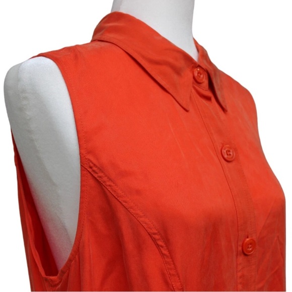 Soft Sorroundings orange shimmery cascade sleeveless button up Dress - Picture 4 of 8